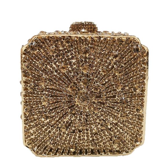 Metal Box Crystal Clutch Purse Evening Bag Wedding Bridal Rhinestone :> - Picture 1 of 7